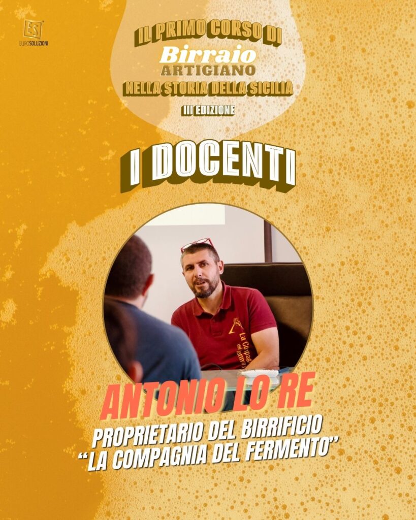 locandina relativa al docente Antonio Lo Re, del corso di birraio artigiano a Catania