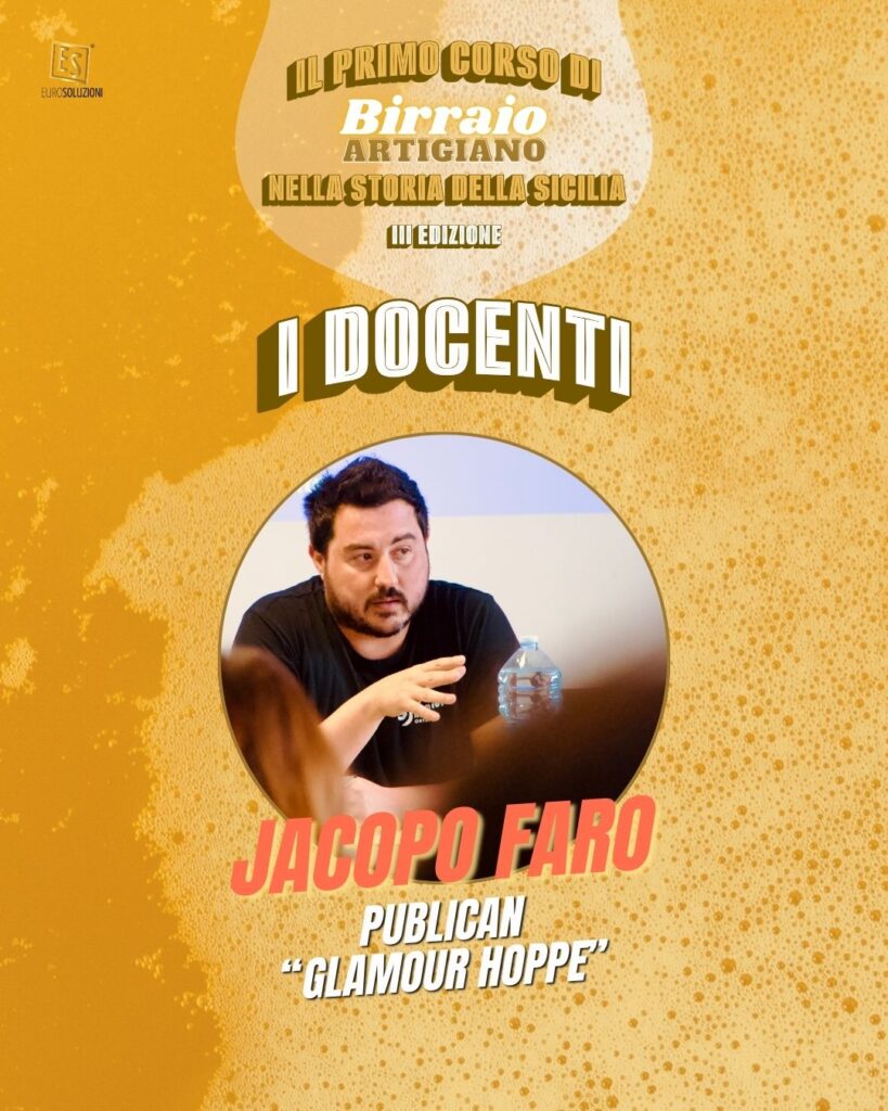locandina relativa al docente Jacopo Faro, del corso di birraio artigiano a Catania